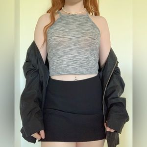 Grey halter crop top